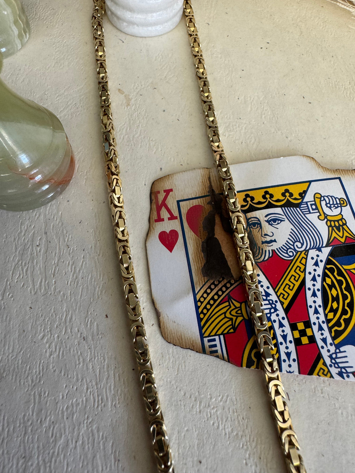 Vintage 14k Yellow Gold Square Byzantine Chain