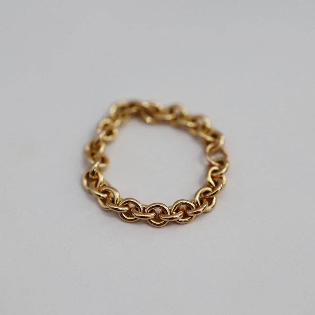 Gold Cable Chain Ring - Choose Metal - Sterling Silver or 14 Karat Gold Fill