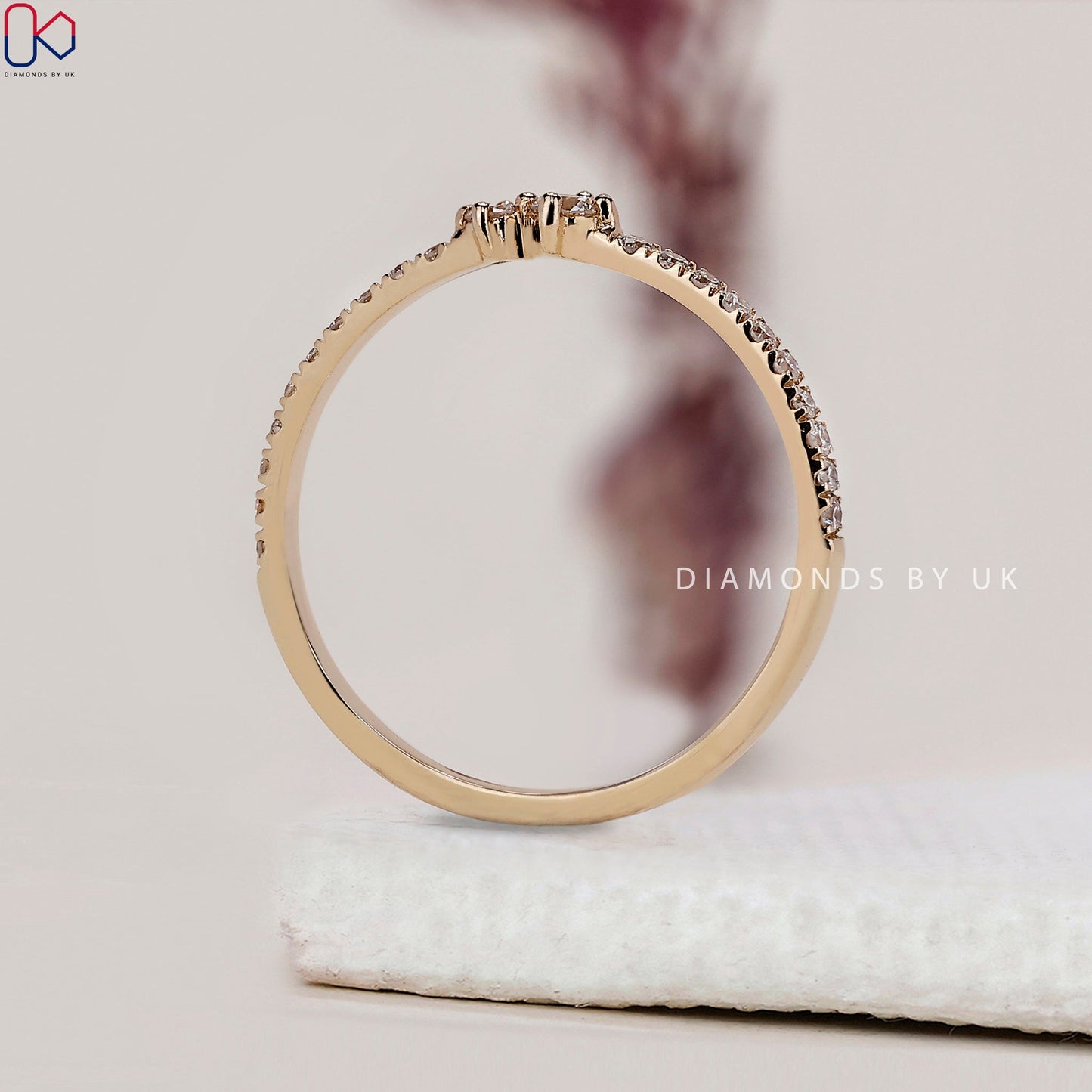 Half Eternity Wedding Band In Yellow Gold