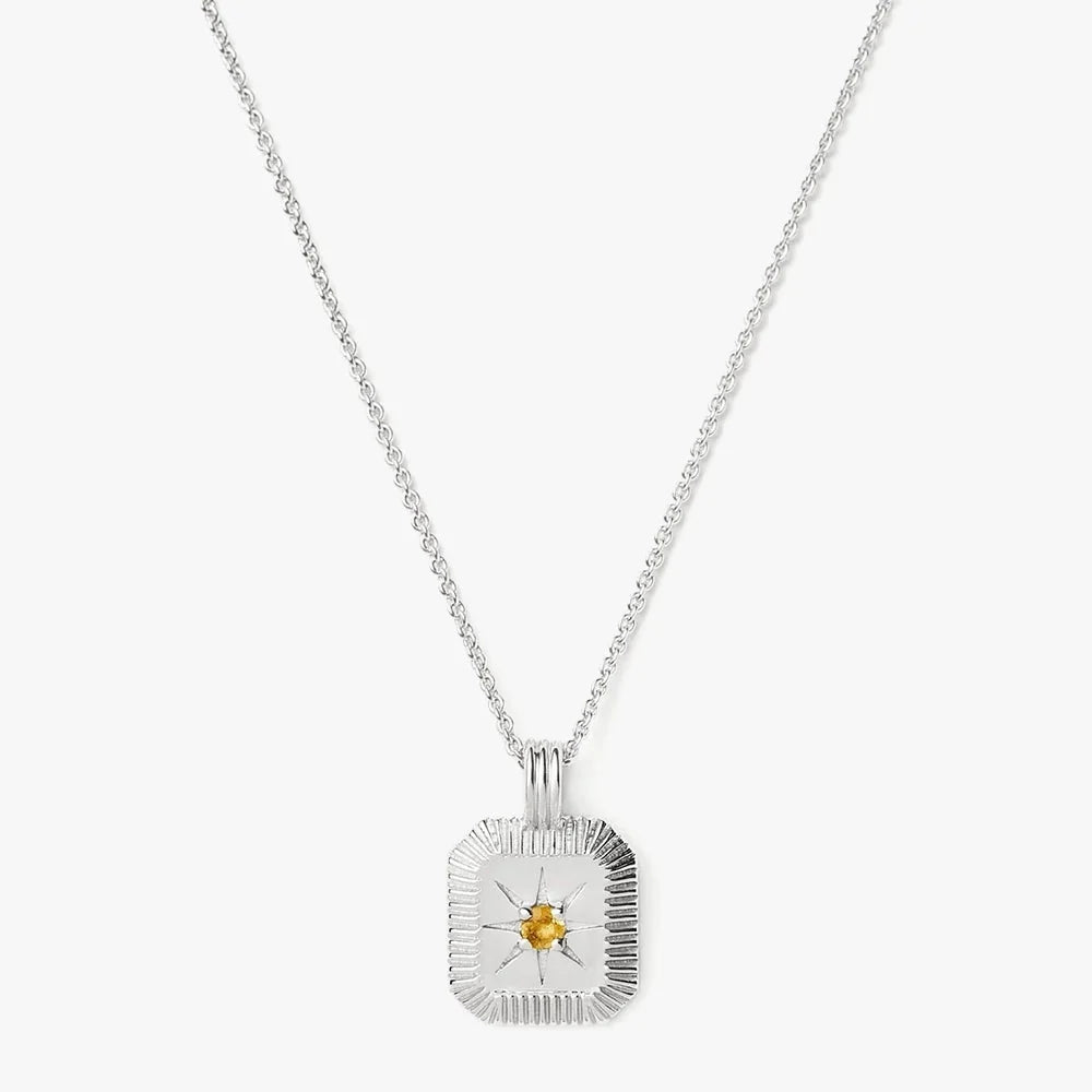 November Birthstone Pendant Necklace | Sterling Silver/Citrine
