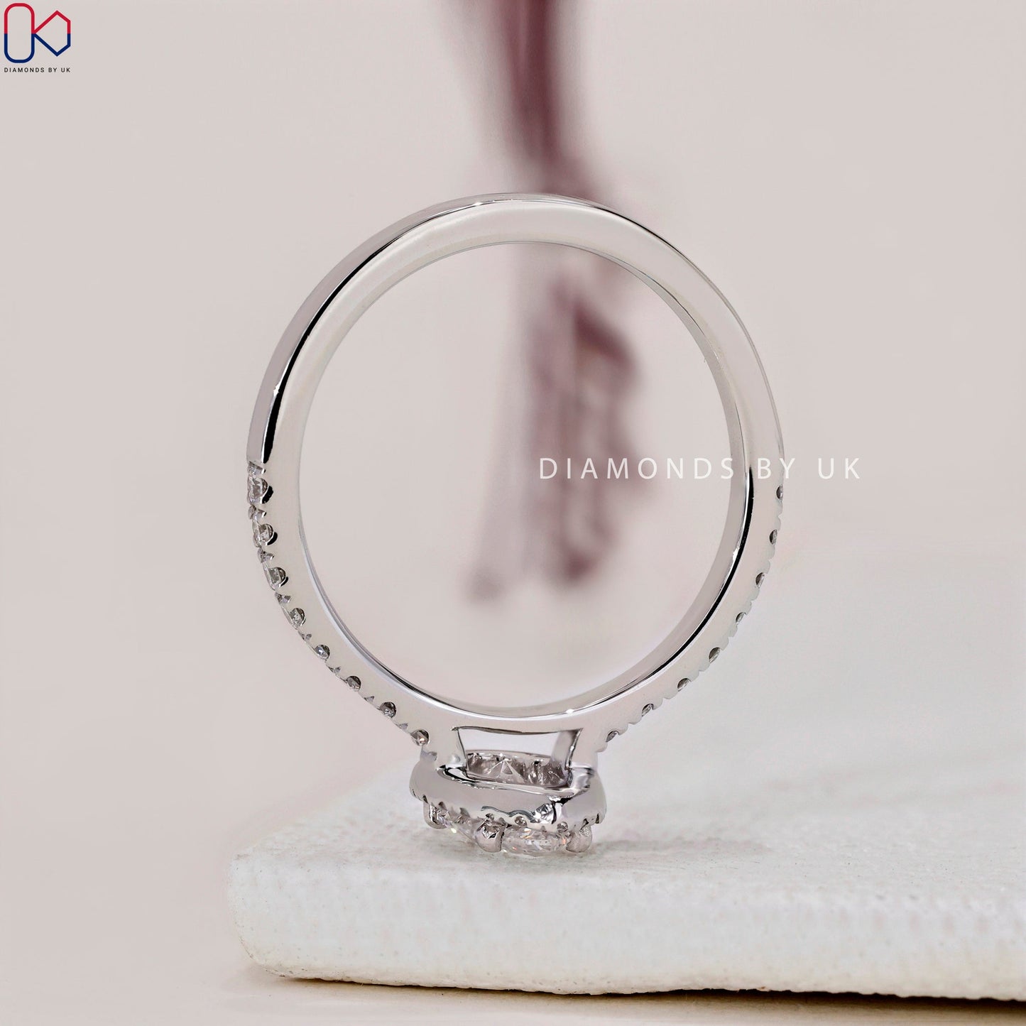 Pear Halo Engagement Ring - Pave Style