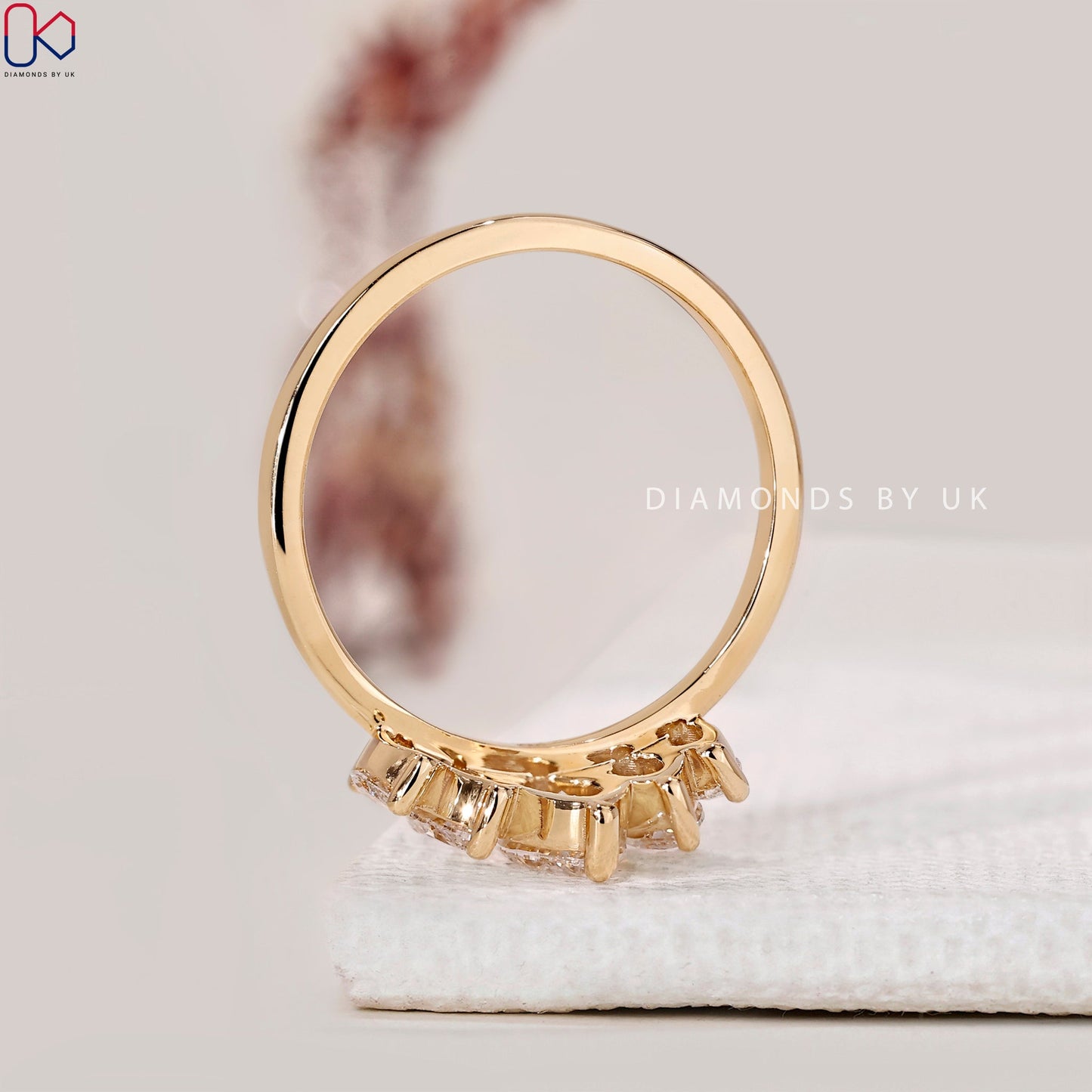 5 Stone Marquise Wedding Band In Yellow Gold