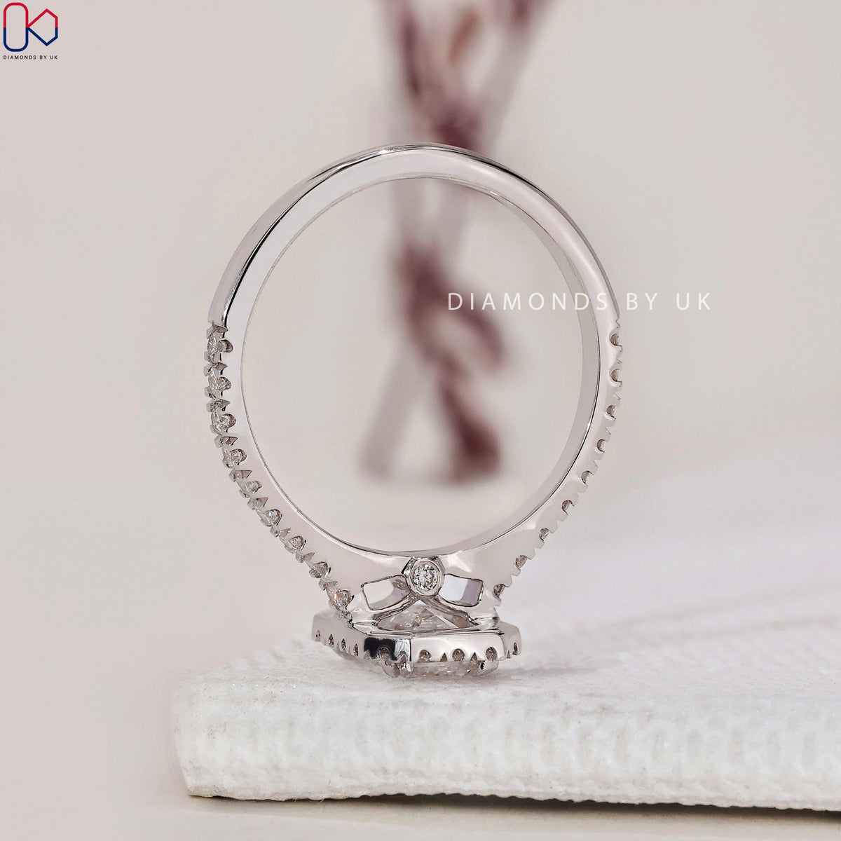 Emerald Cut Diamond Ring With Pave Band