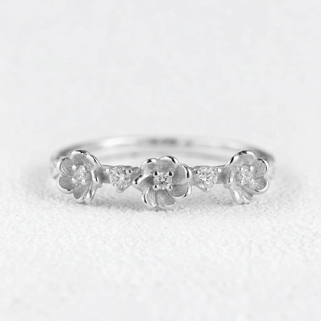 Flora’s Trio | Three Flower Diamond Wedding Band