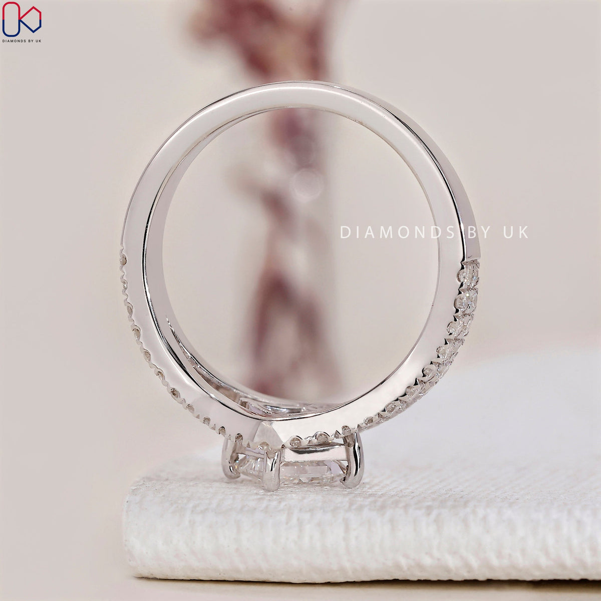 Princess Cut Diamond Ring - Split Shank Pave