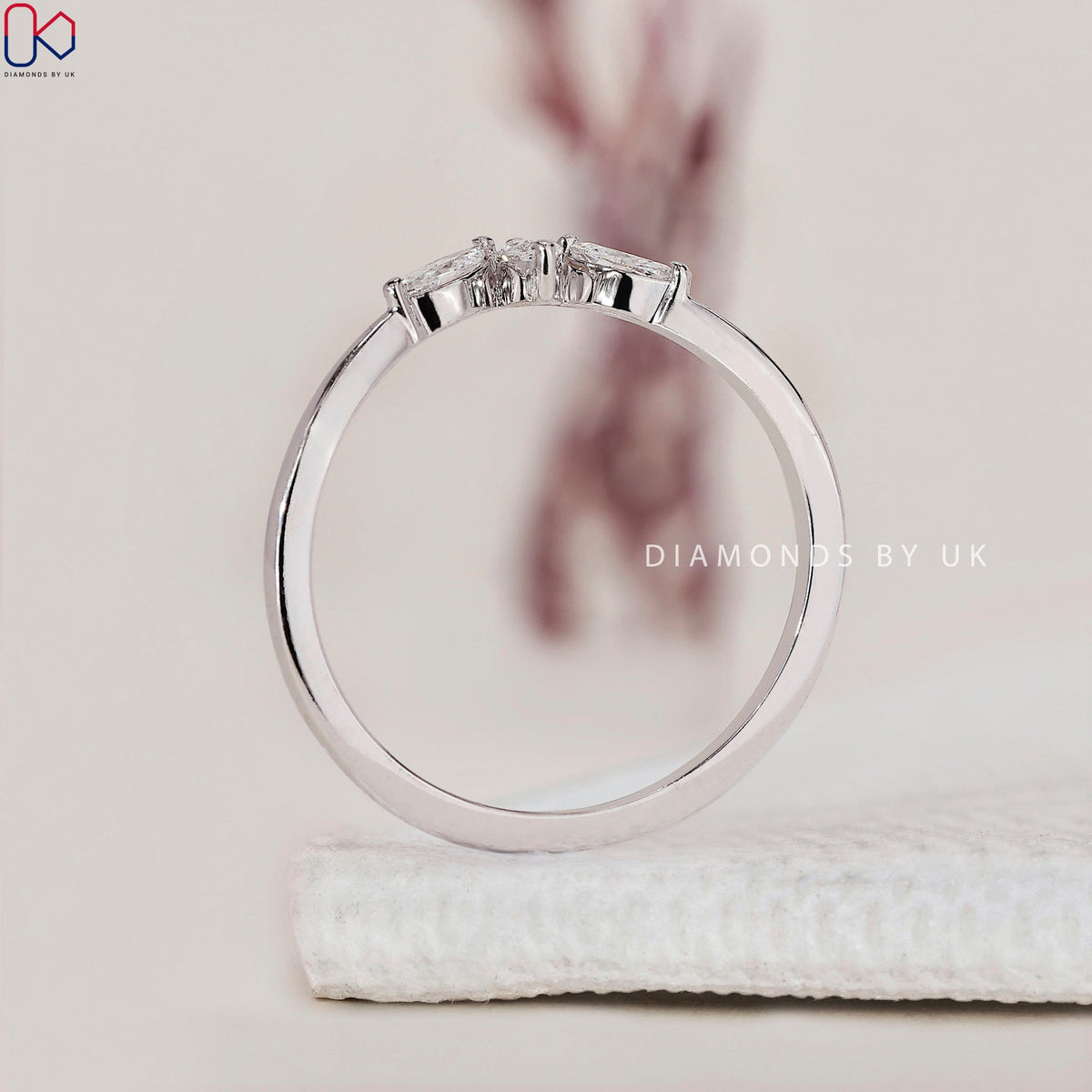 Marquise Wedding Band - 3 Stone Diamond
