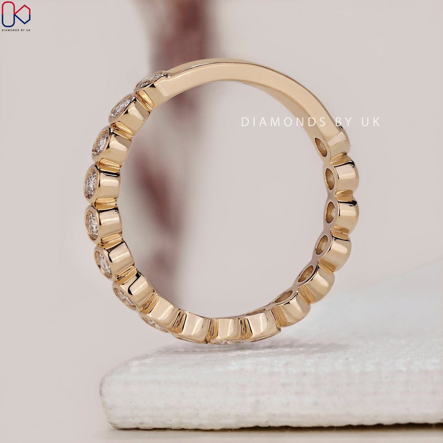 Yellow Gold Wedding Band - Bezel Setting