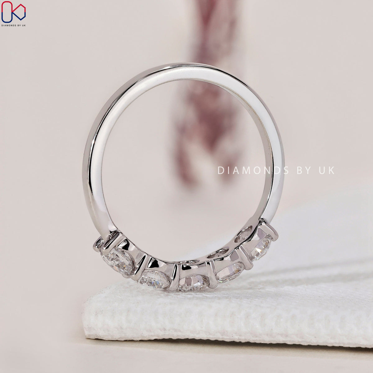 5 Stone Diamond Wedding Band – White Gold