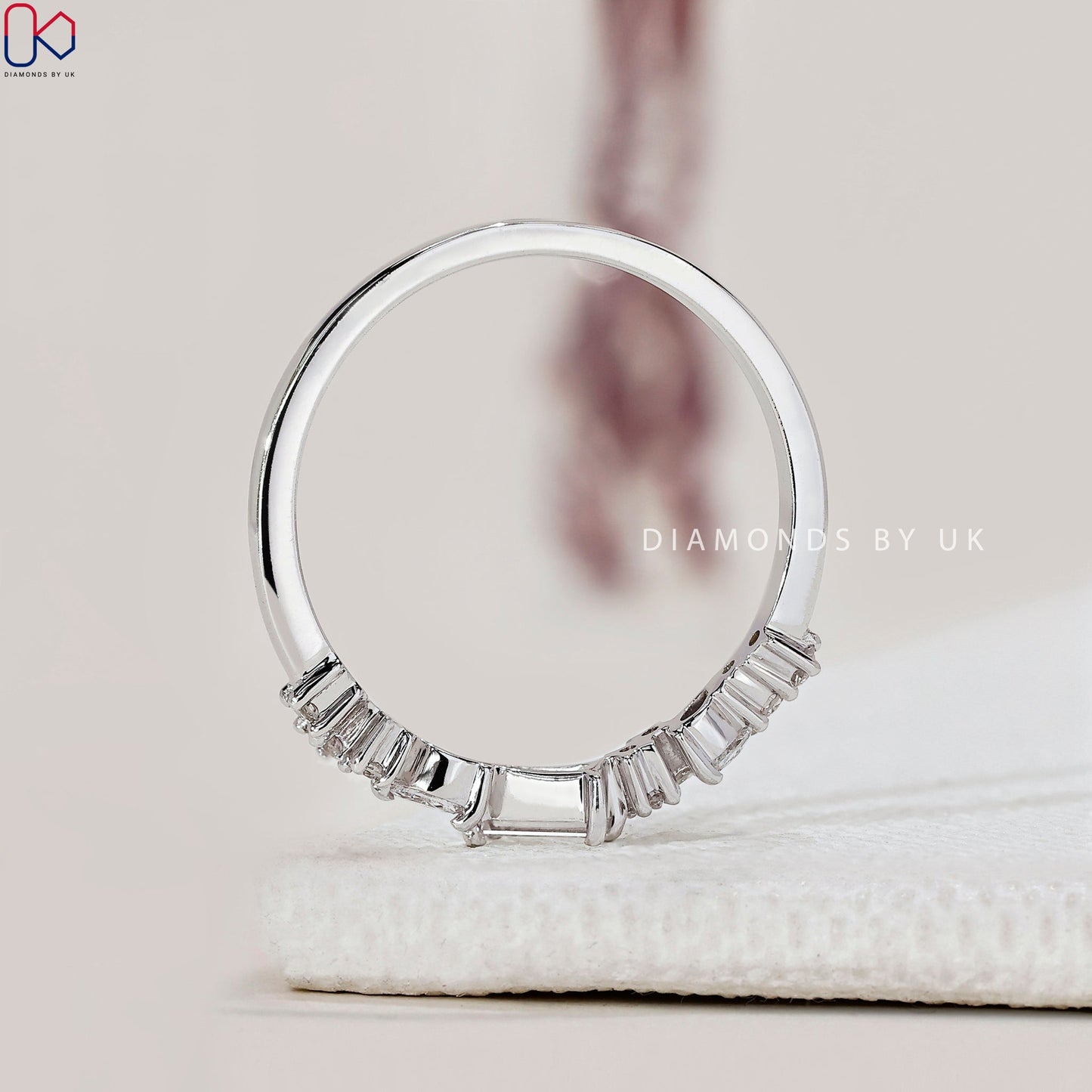 Baguette, Marquise And Round Cut White Gold Diamond Band