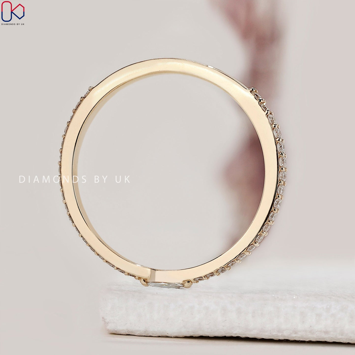 Marquise Cut Minimalist Wedding Band