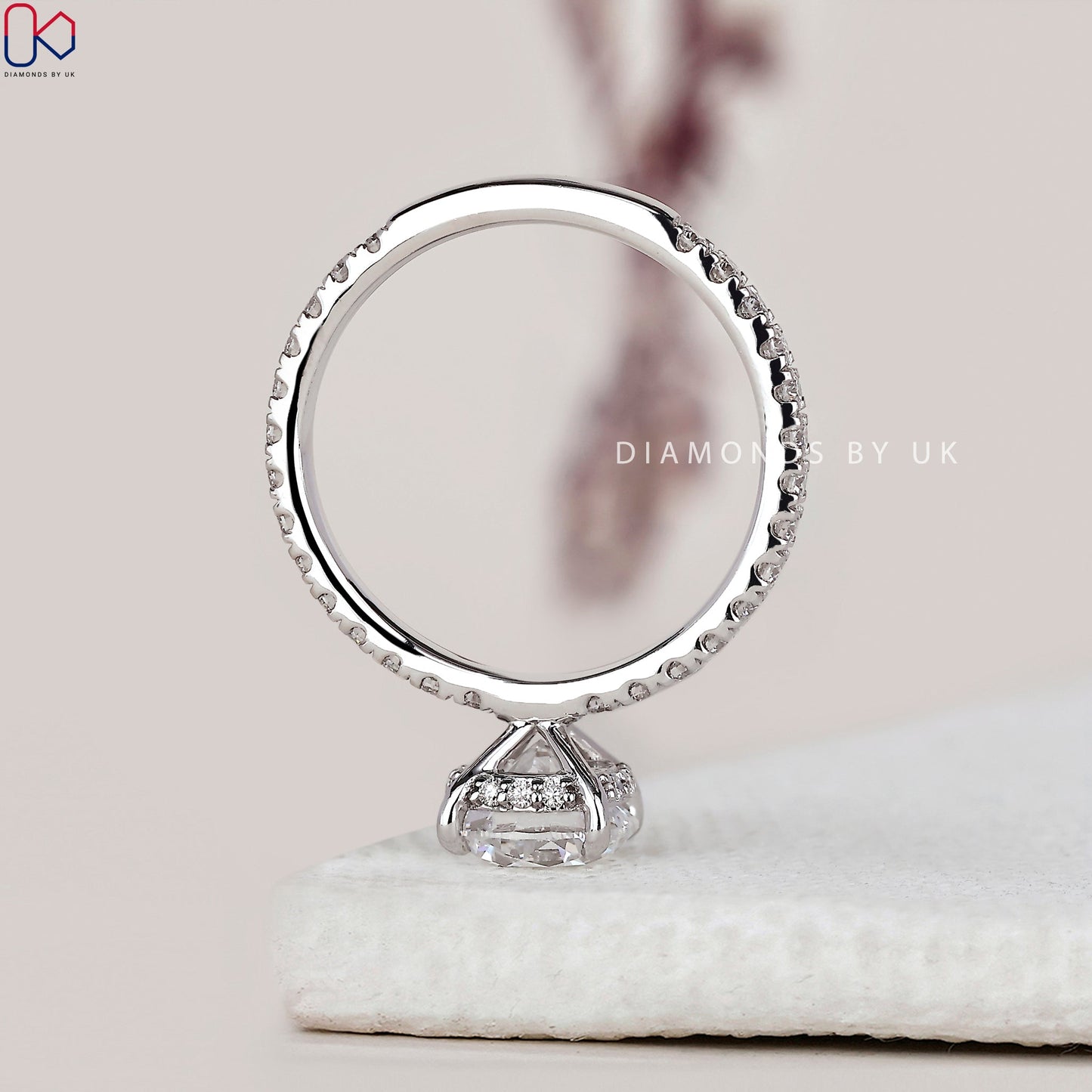 Round Diamond Hidden Halo Ring In White gold