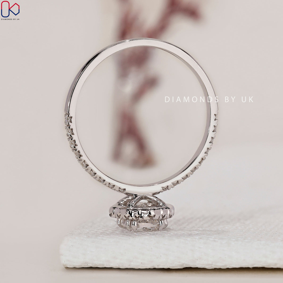 Cushion Cut Diamond Ring - Halo Setting