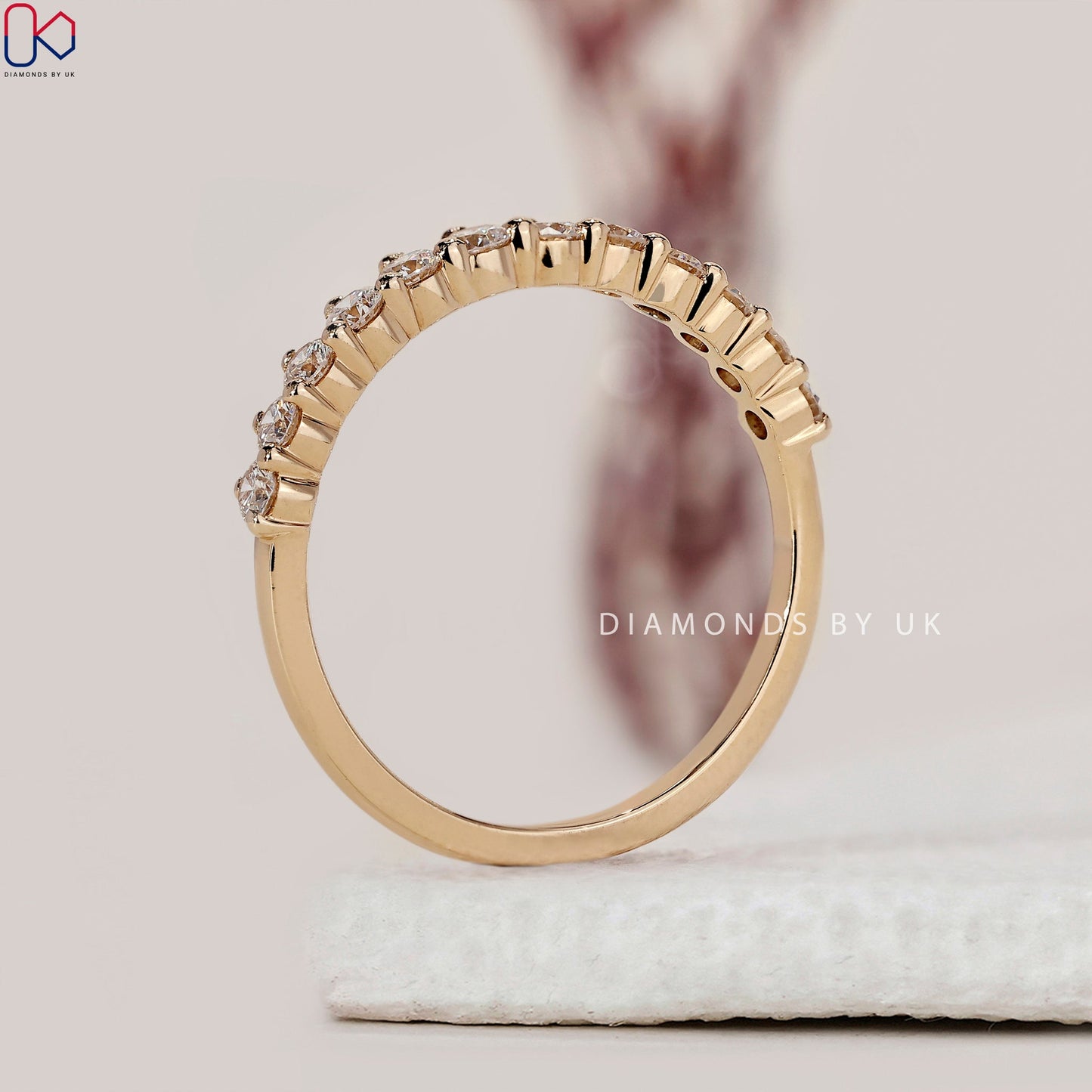 Round Cut Lab Grown Half Eternity Band