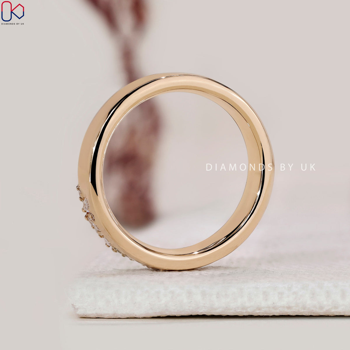 Marquise And Round Diamond Bezel Set Wedding Band