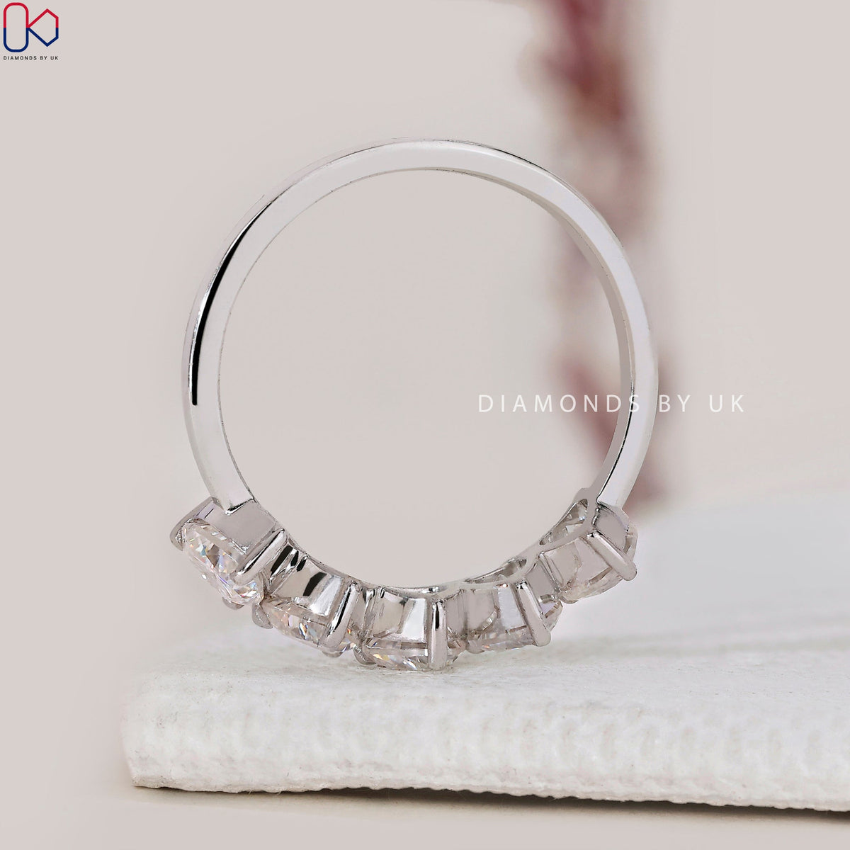 Five Stone Heart Shaped Diamond Band