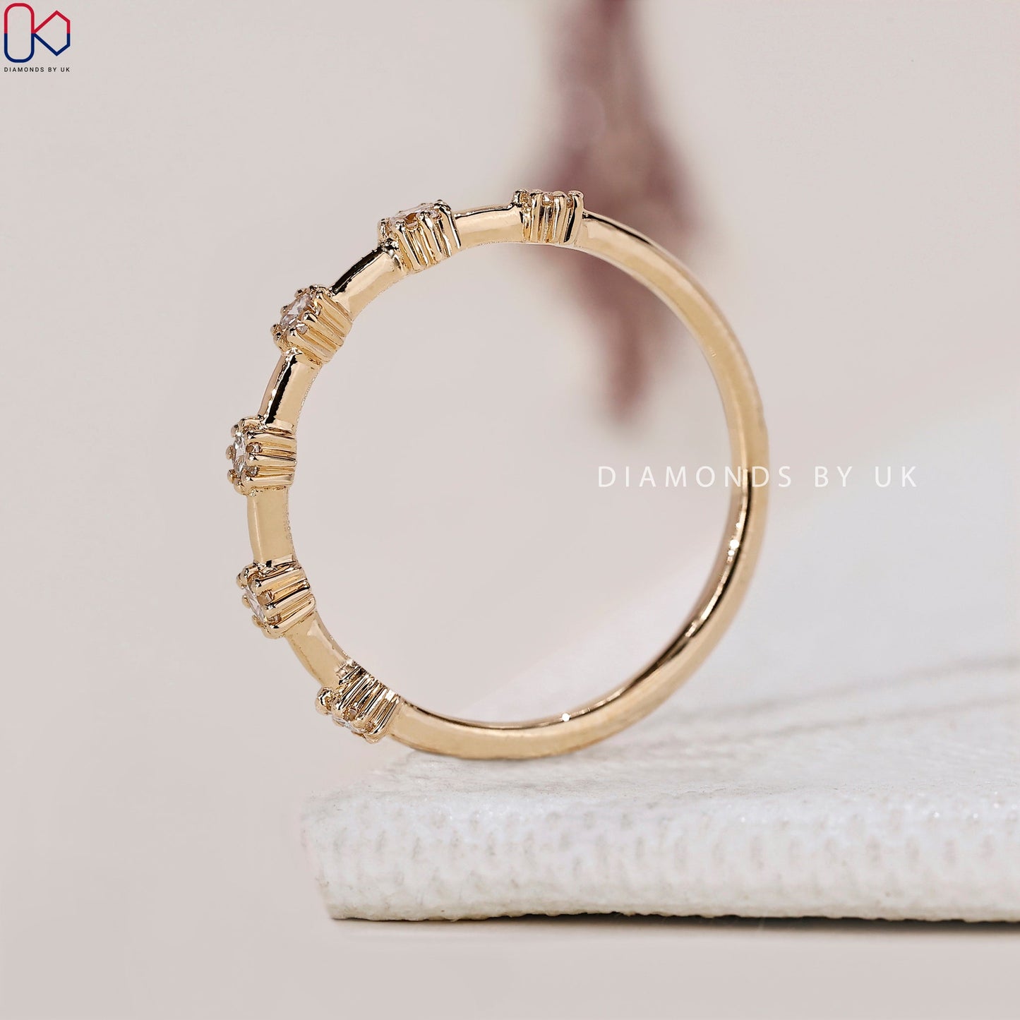 Round Cut Half Eternity Wedding Band