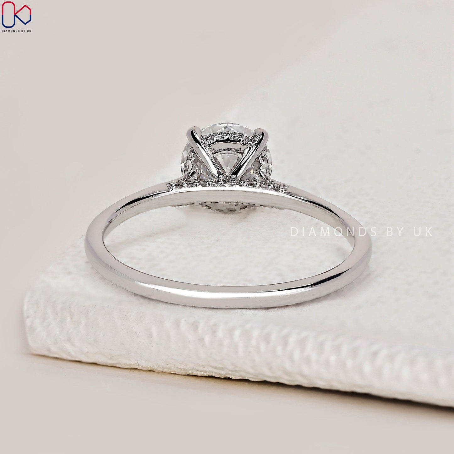 Round Diamond Hidden Halo Engagement Ring