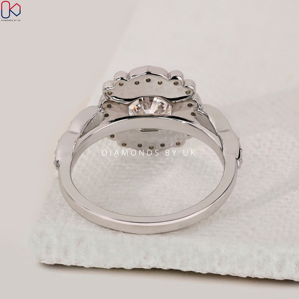 Octagon Bezel Diamond Ring in Pave Style