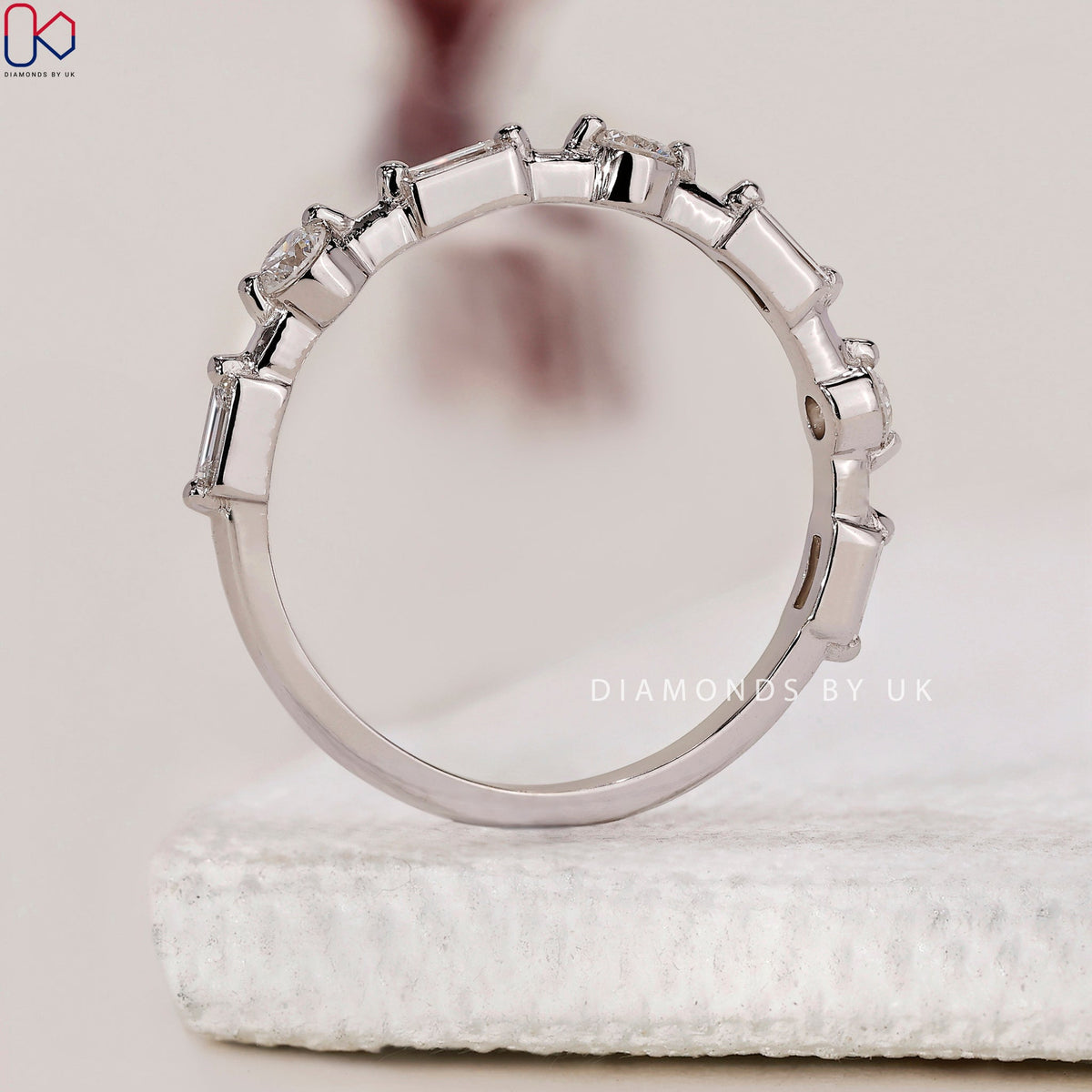 Baguette Diamond Wedding Band – Half Eternity