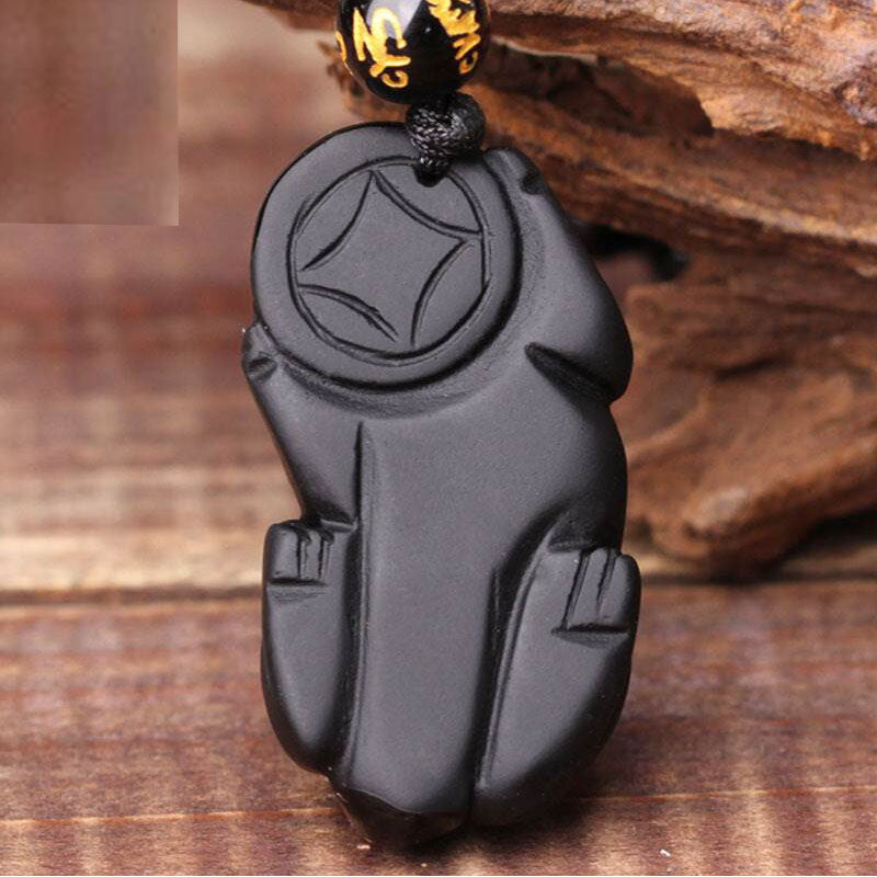 Black Obsidian Pixiu Protection Necklace