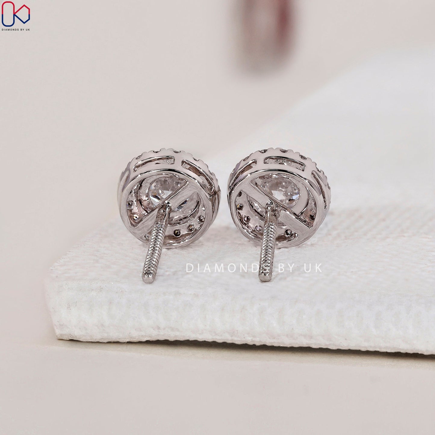 Round Diamond Earrings - Halo Design