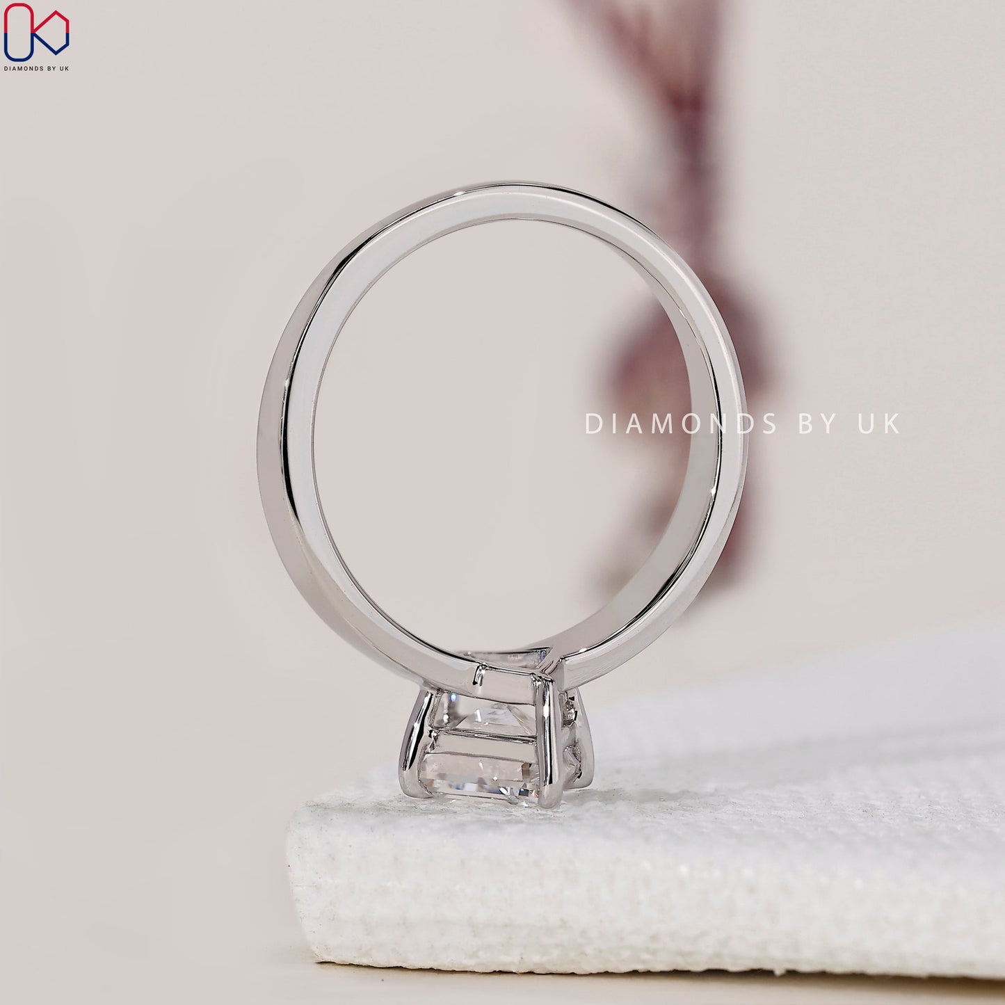 White Gold Lozenge Cut Diamond Ring