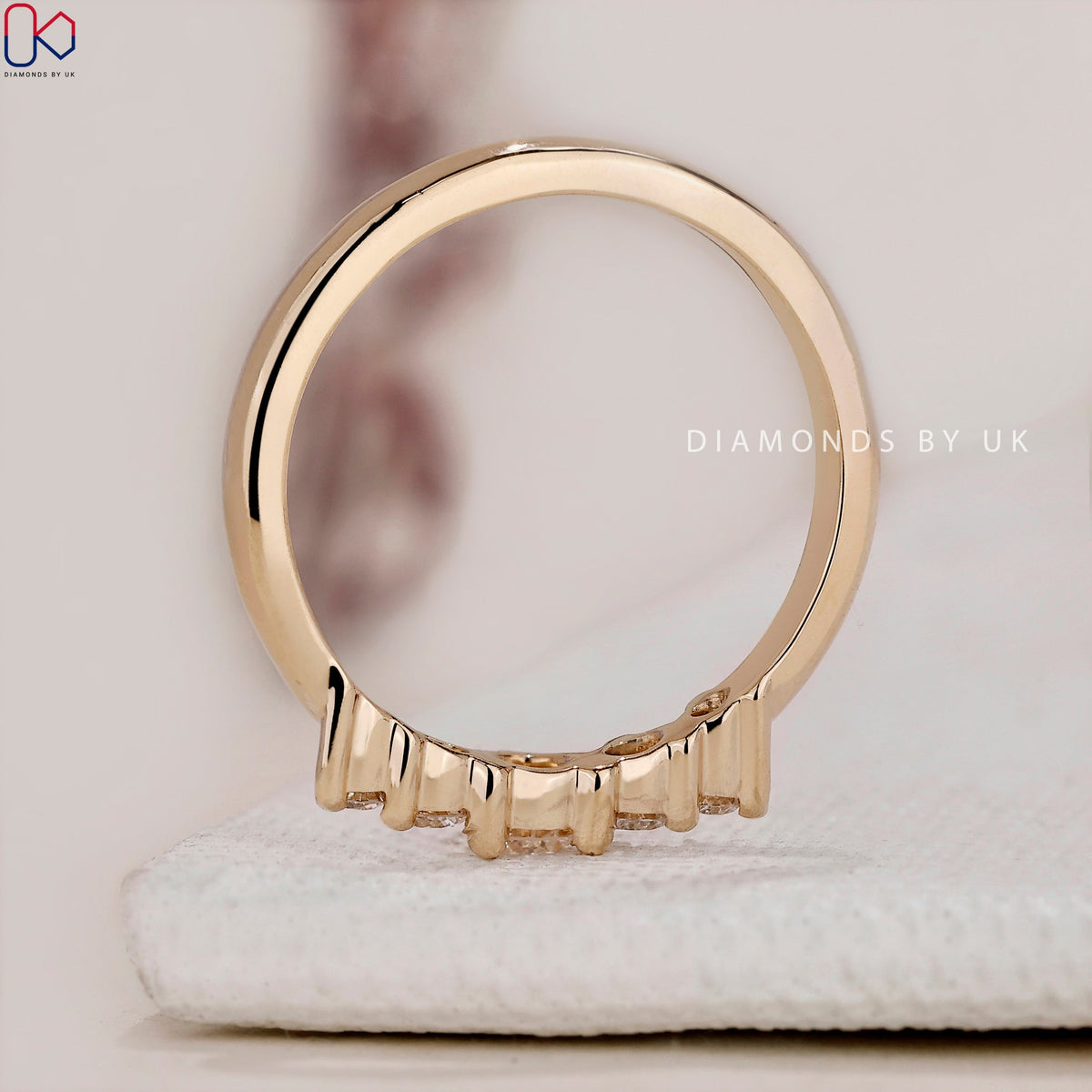 5 Stone Diamond Wedding Band - Yellow Gold