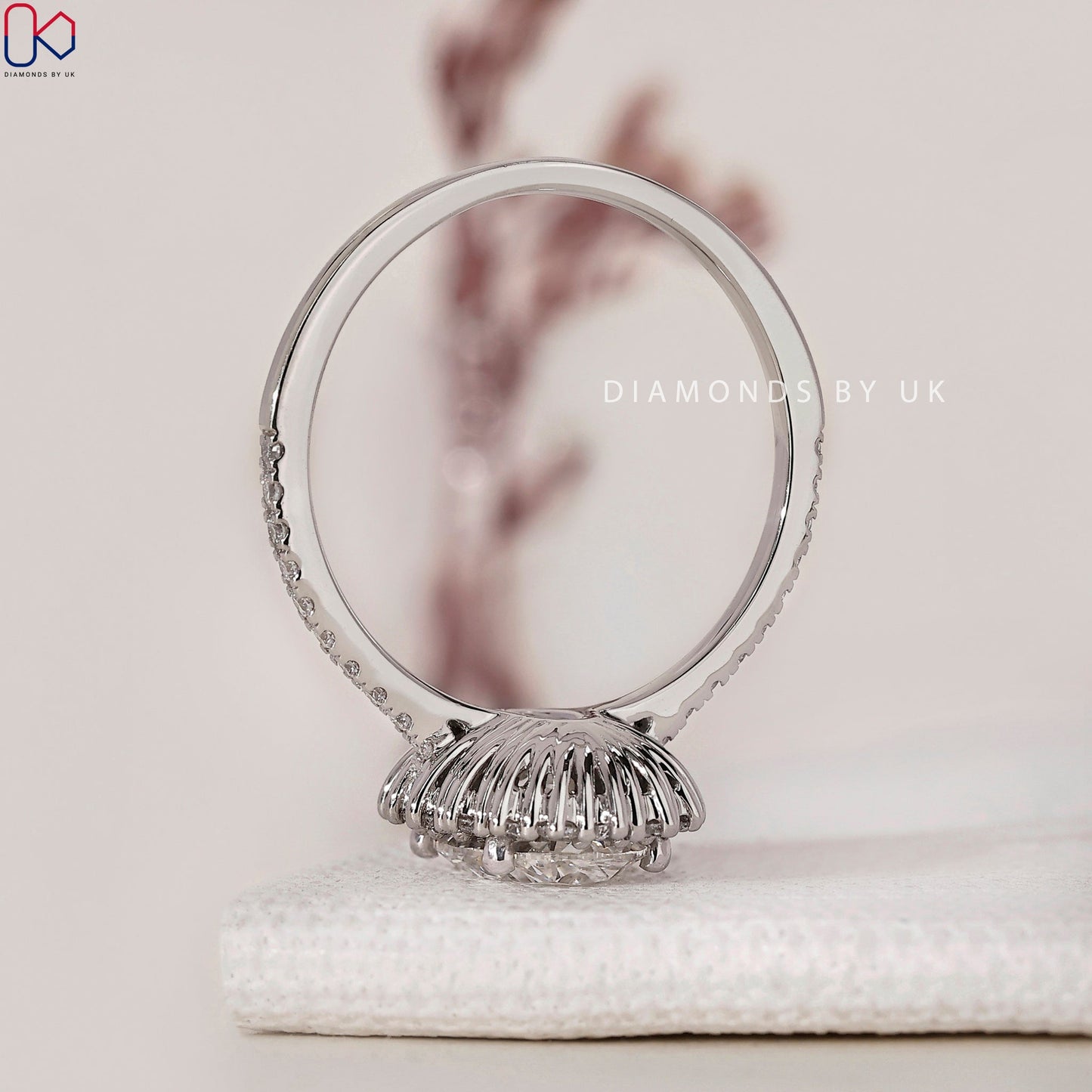 Oval Halo Engagement Ring - Pave Setting
