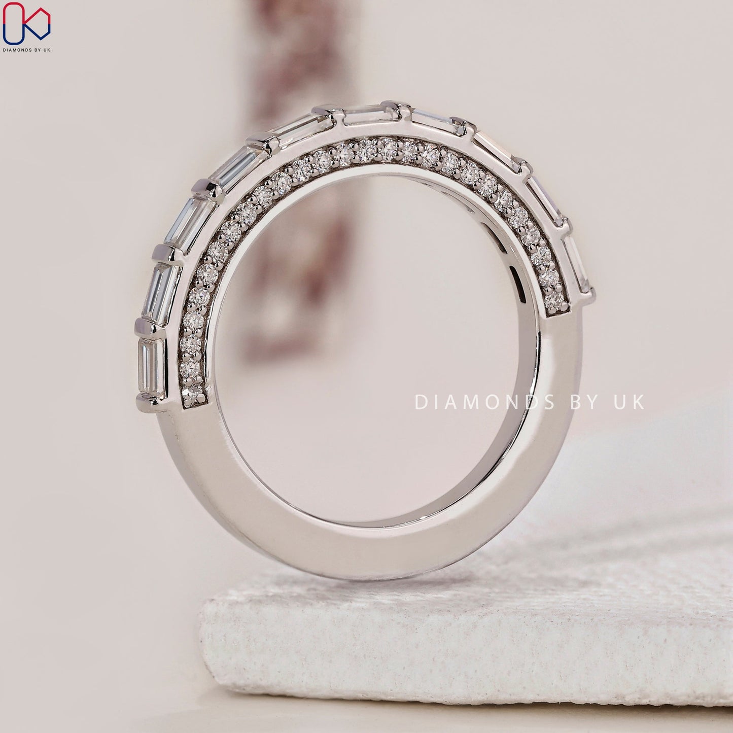 Baguette Diamond Band – Hidden Pave Design