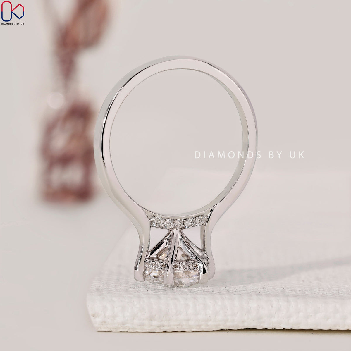 Round Diamond Hidden Halo In Cathedral Setting Ring