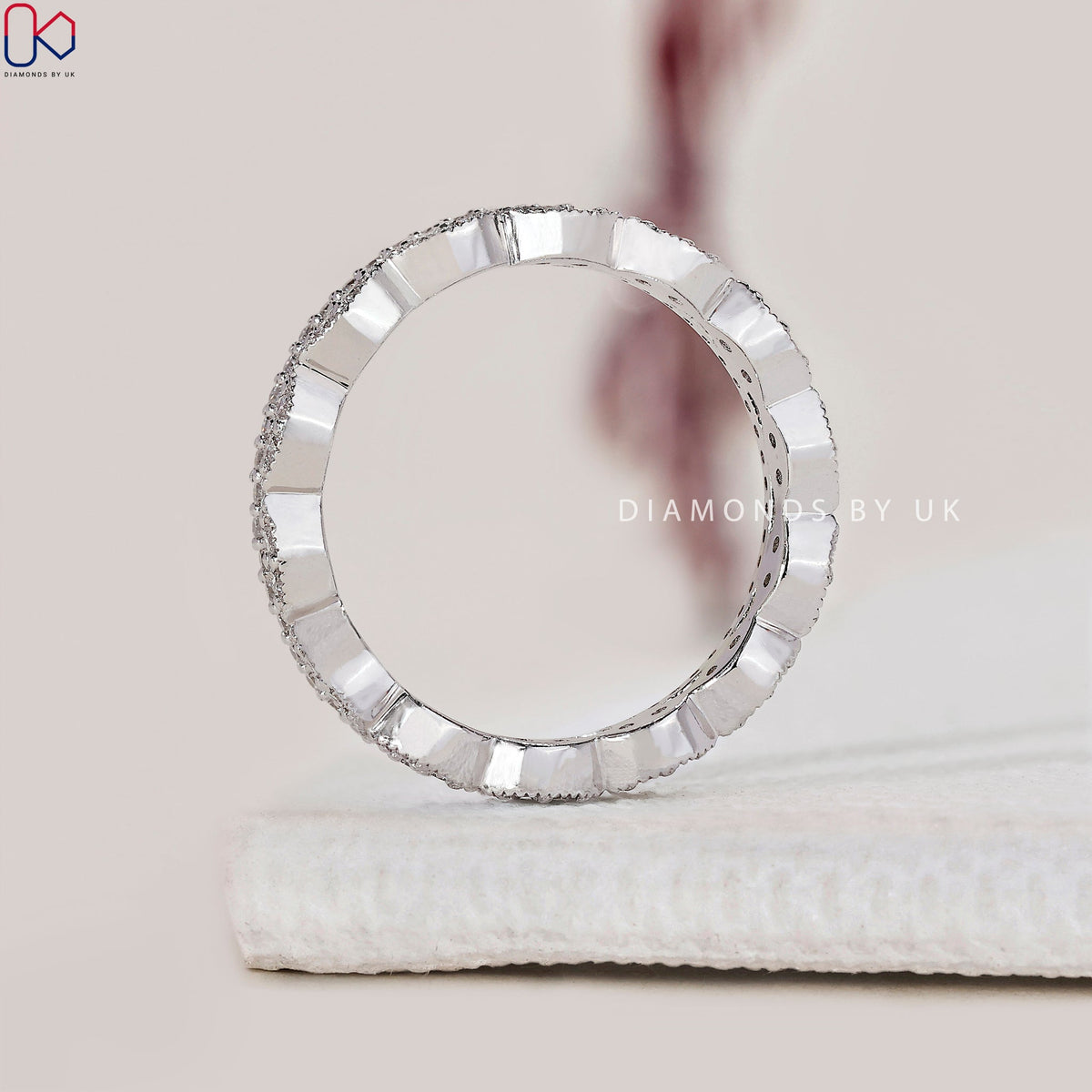 Round Diamond Double Row Wedding Band