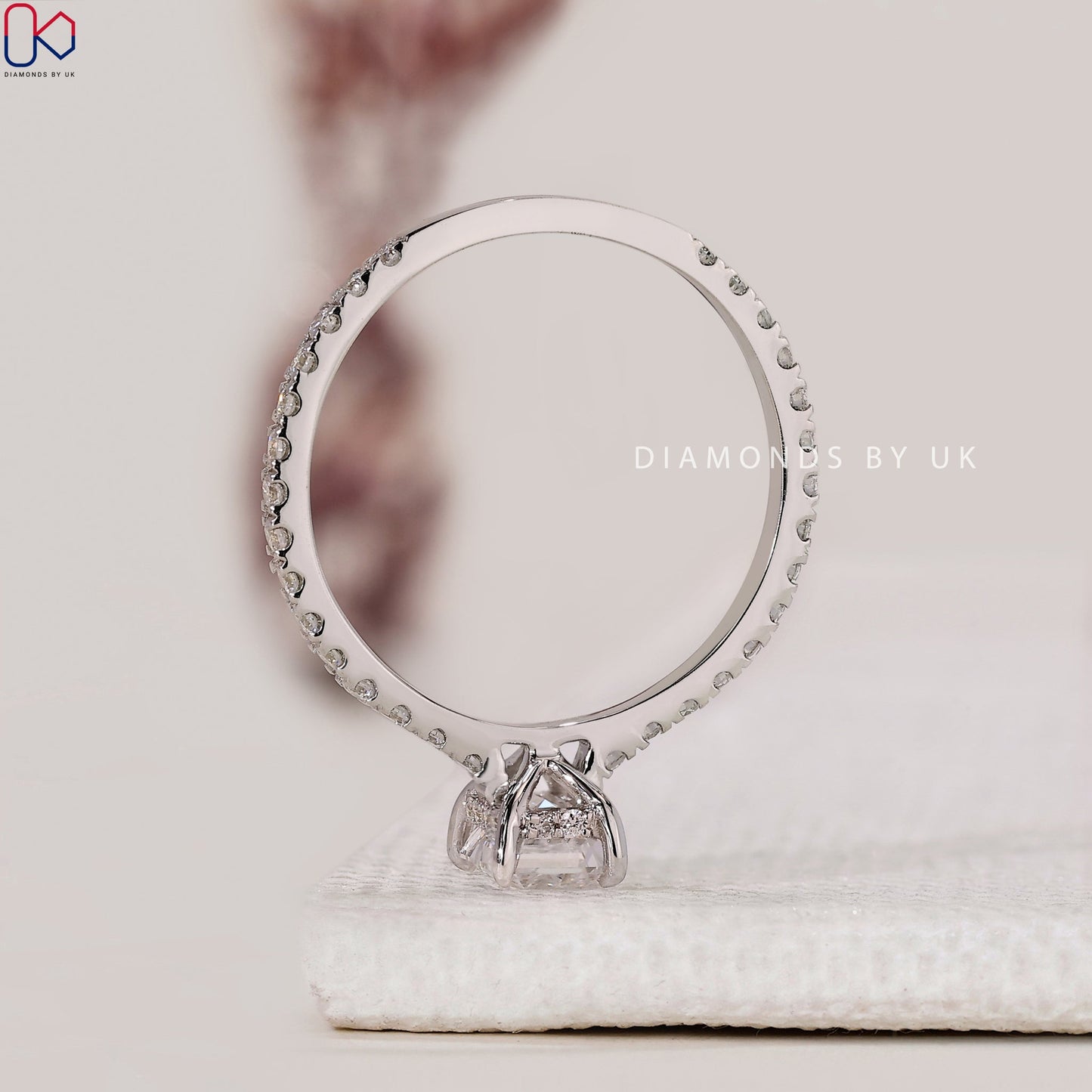 Emerald Cut Diamond Ring In White Gold