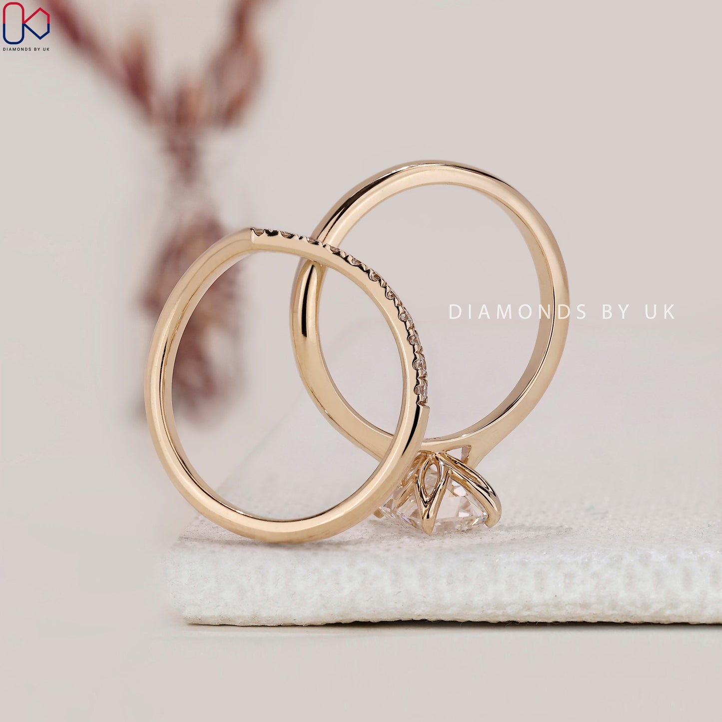 Emerald Cut Solitaire Ring with Wedding Band