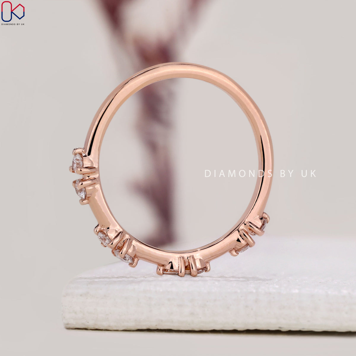 Round Diamond Wedding Band – Distance Pave Style