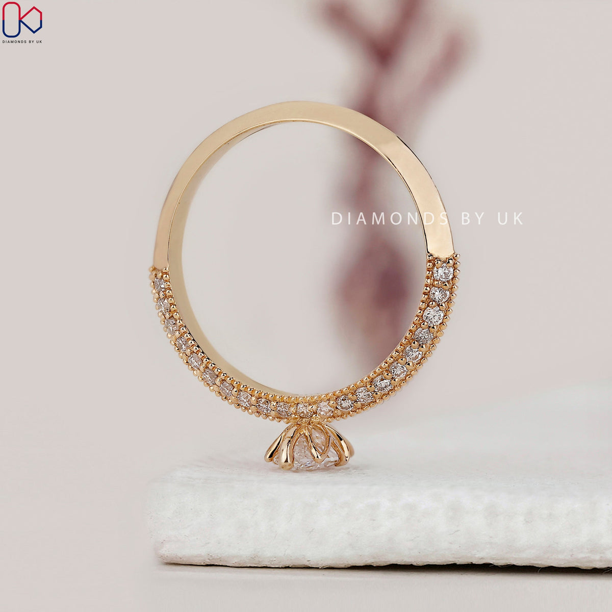 Two Sided Pave Set Marquise Diamond Ring
