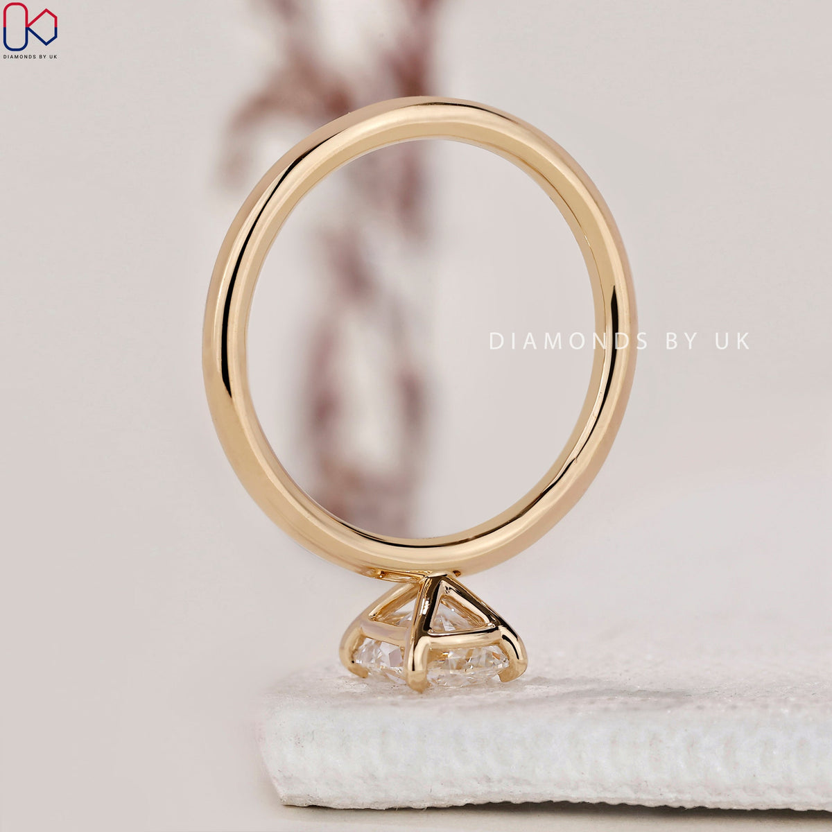 Elongated Cushion Cut Diamond Ring - Solitaire Setting