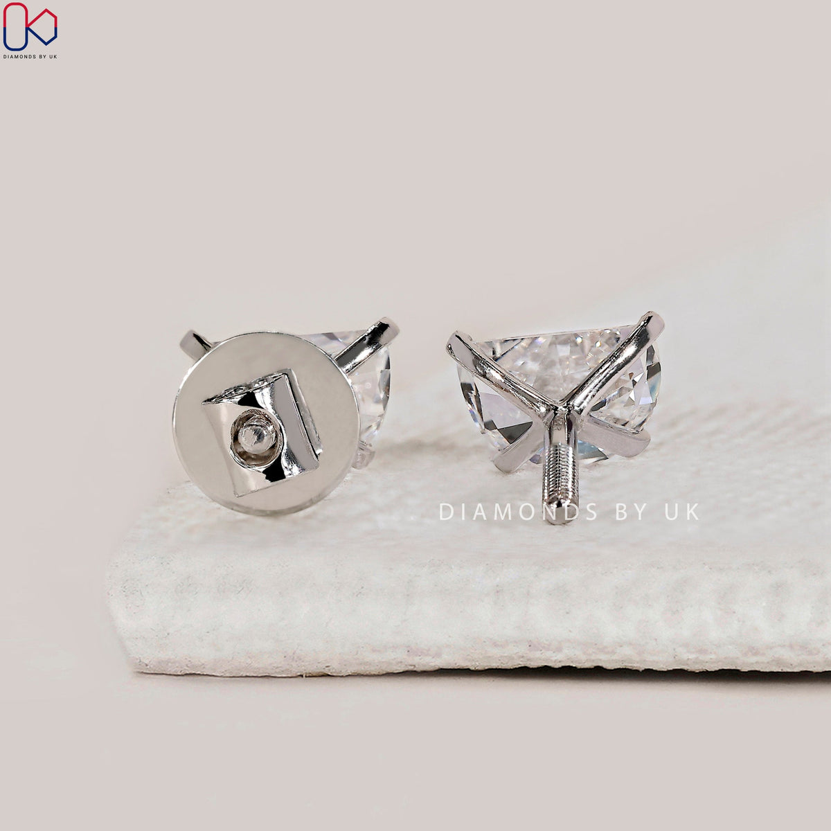 White Gold Stud Half Moon Earrings