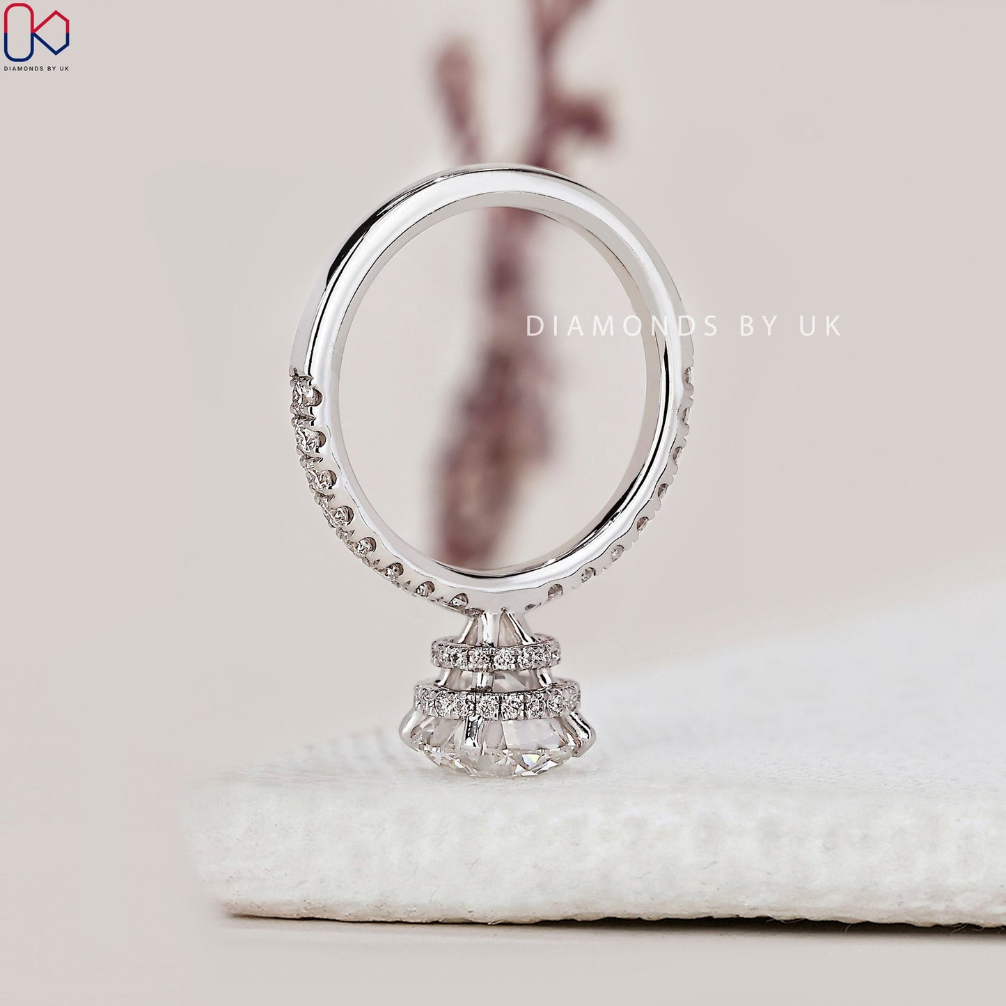 Round Diamond Double Hidden Halo Engagement Ring
