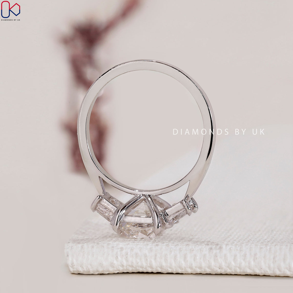 Old Mine Cut Diamond Engagement Ring In White Gold