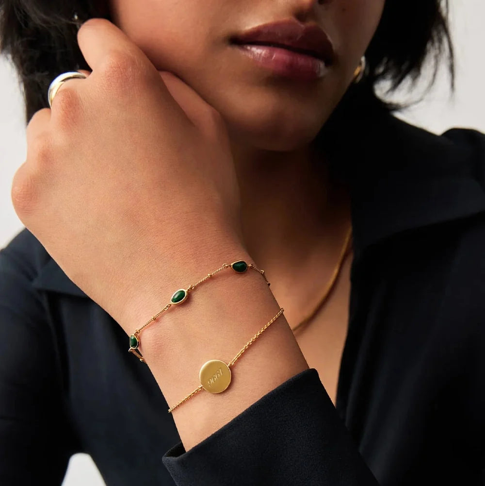 18K Gold Plated Vermeil Engravable Round Bracelet