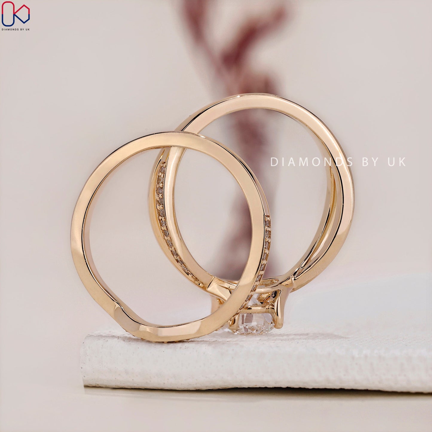Round Engagement Ring With Wedding Band