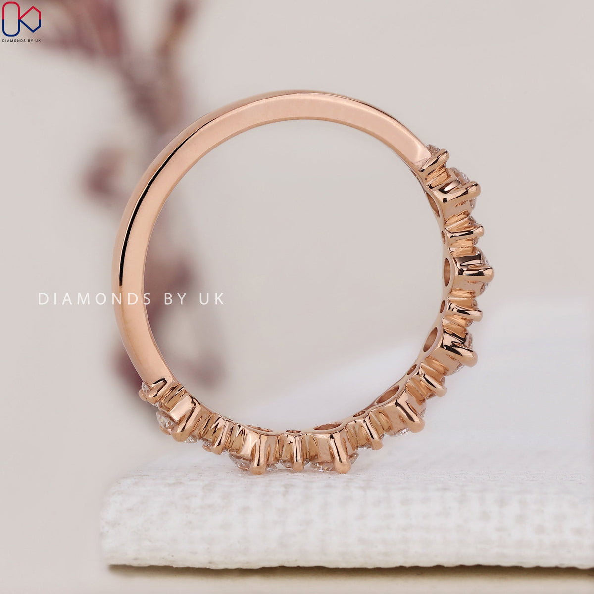 Rose Gold Wedding Band - Half Eternity