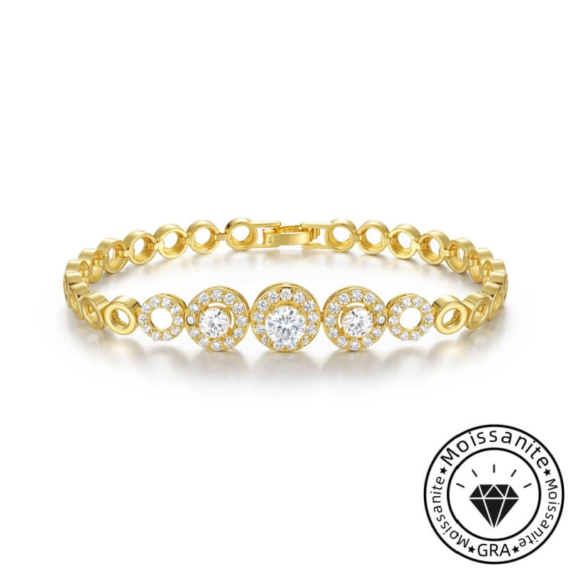 Dazzling round cut moissanite bracelet, rhodium plated, 925 sterling silver