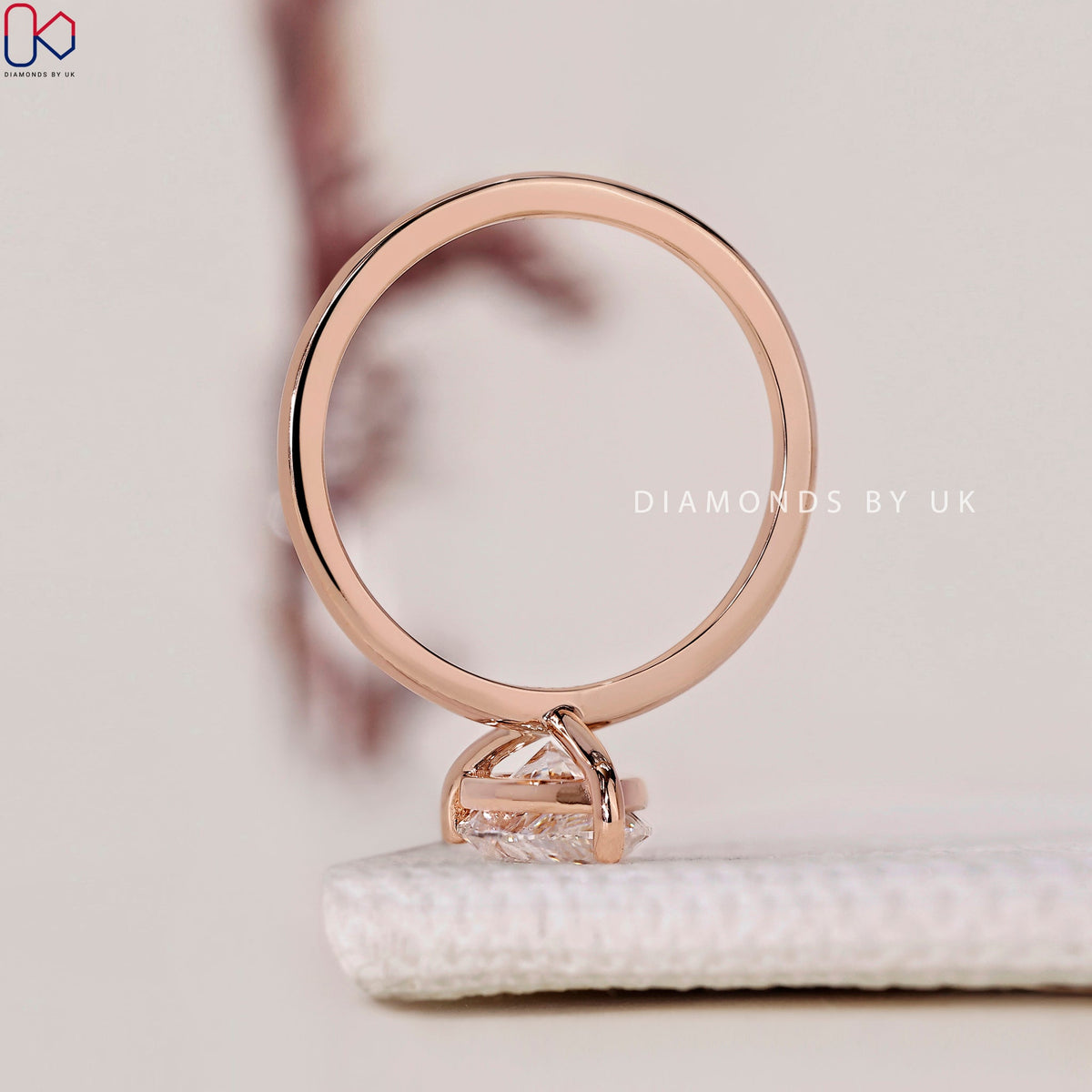 Pear Solitaire Engagement Ring - Rose Gold