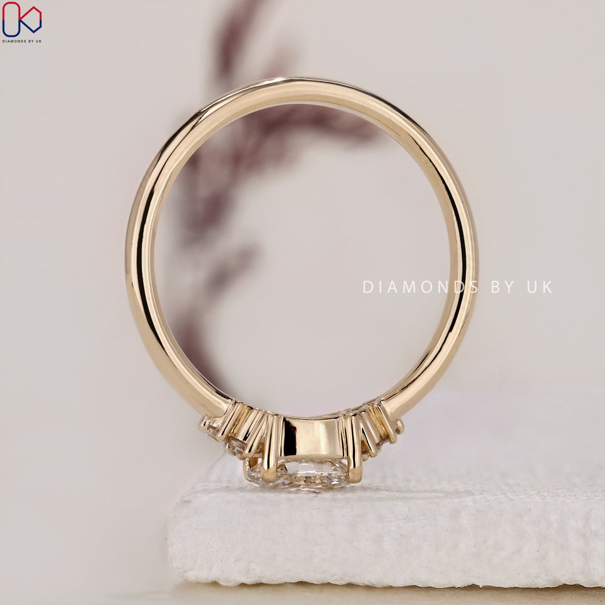 Oval Shaped Diamond Ring - East West Setting