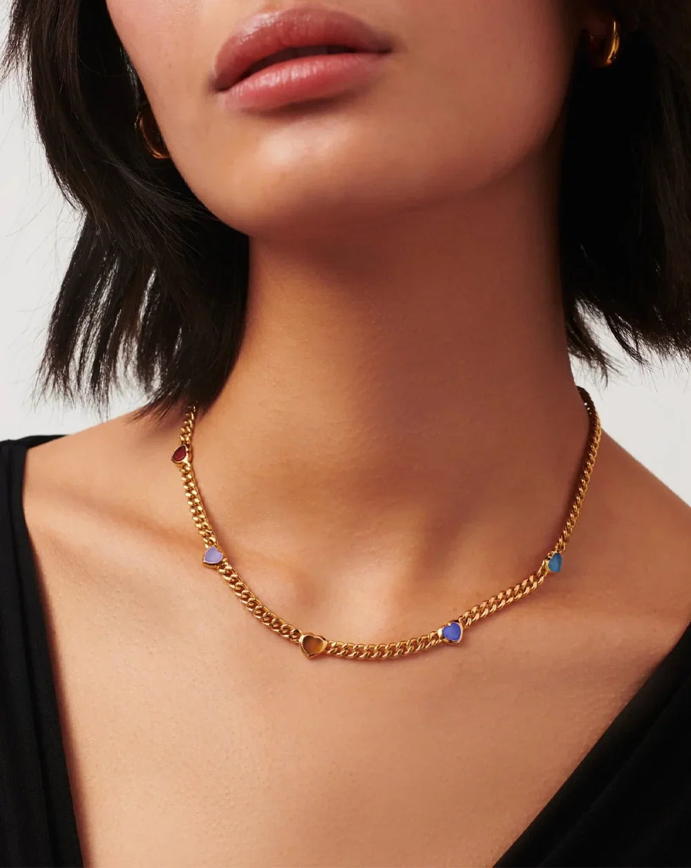 18K Gold Vermeil Jelly Heart Gemstone Charm Necklace