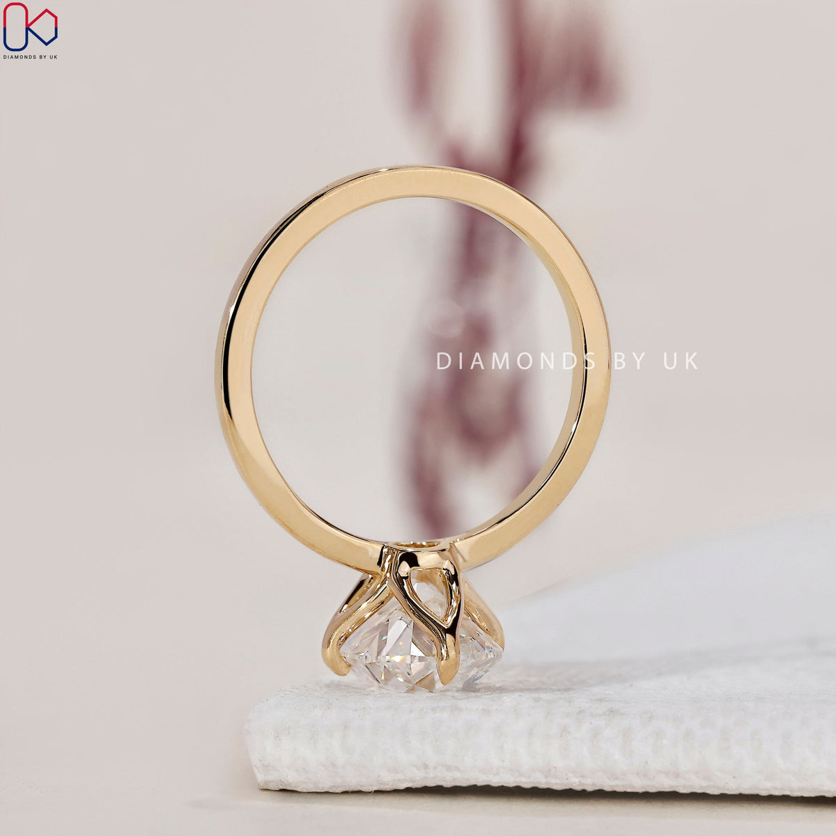 Old Mine Cut Elongated Cushion Cut Diamond Ring