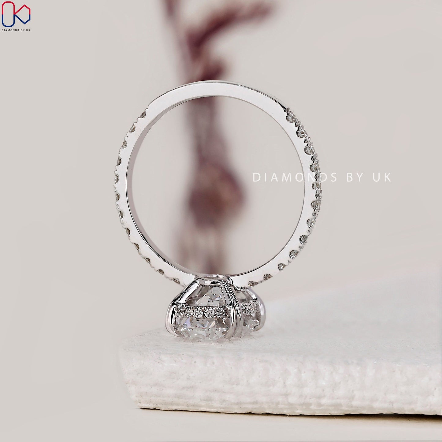 Oval Cut Diamond Ring In Pave Setting
