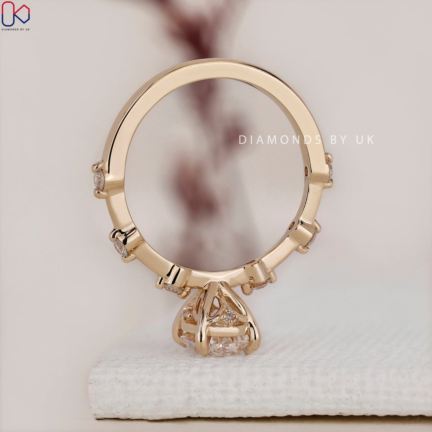 Oval Cut Diamond Ring - Distance Pave