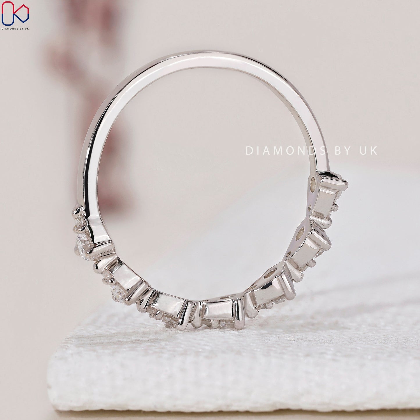 Half Eternity Wedding Band – Pear Shaped Outline